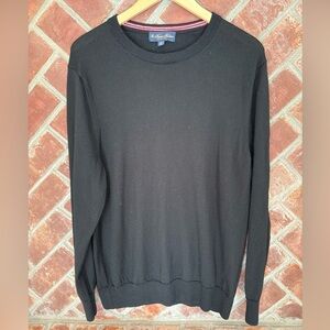 Brooks Brothers Sweater Mens XL Merino Wool Black Pullover Italian Yarn